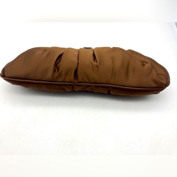 Kate Landry Satin Chocolate Pleated Clutch/Crossbody Bag Like New - Picture 4 of 9